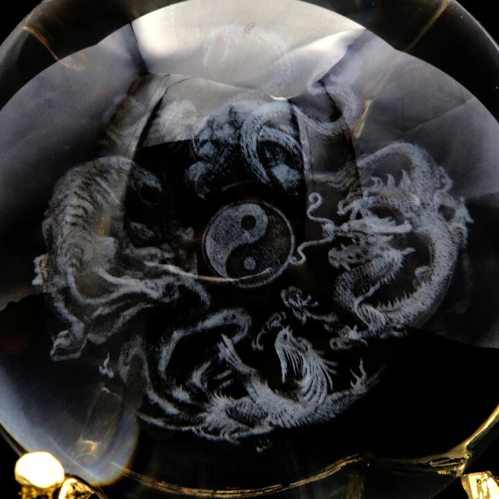 楽天市場】置物 四神 クリスタル ガラス ボール 約80mm 四神獣 青龍 