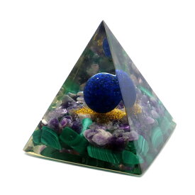 オルゴナイト ピラミッド 天然石 さざれ マラカイト アメジスト ラピスラズリ 幅 約5cm orgonite pyramid 置物 パワーストーン 送料無料 母の日 贈り物 ギフト プレゼント