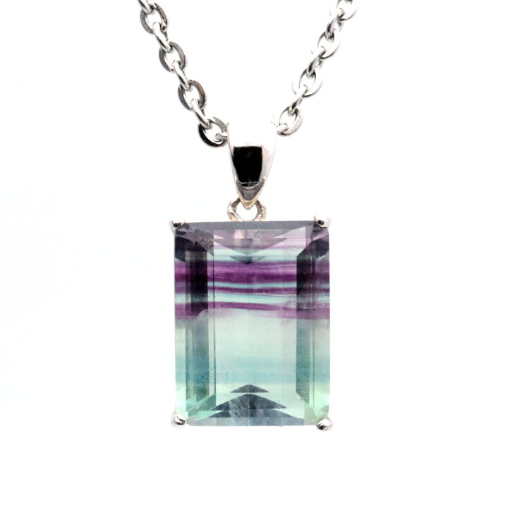 高透明感♪ 淡グリーンフローライトのランダムカットネックレス 蛍石  