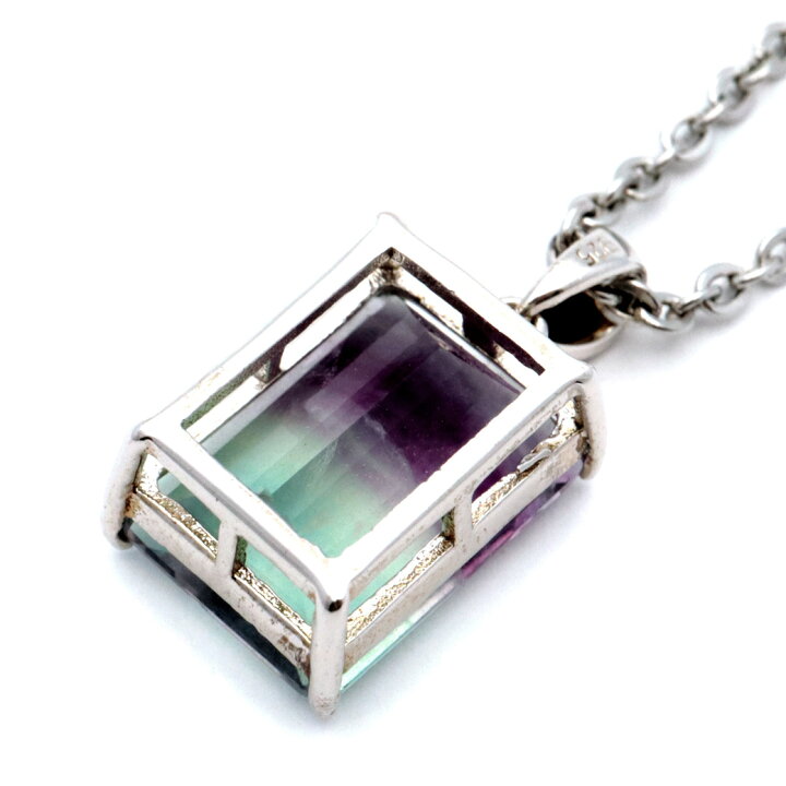 楽天市場】フローライト ネックレス 宝石質 スクエアカット Silver925 