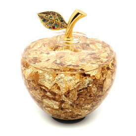 黄金 りんご 置物 金箔入り ゴールデンアップル 幸運 ガラス クリスタル 置き物 かわいい おしゃれ お祝い 正月 縁起物 Gold Apple 記念日 誕生日 プレゼント ギフト 贈り物 喜ばれる 新生活 引っ越し祝い 新築祝い 結婚祝い ラッピング対応 送料無料 父の日