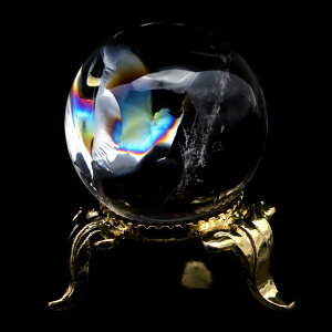 アイリスクォーツ 丸玉 水晶 虹入り AA 天然 直径約29mm 台座付き レインボー パワーストーン 天然石 1点もの 置き物 玉 球 本物 風水 グッズ 占い