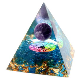 オルゴナイト ピラミッド アメジスト 丸玉入り チャクラ 紫水晶 orgonite pyramid 置物 天然石 パワーストーン 浄化 送料無料 母の日 贈り物 ギフト プレゼント