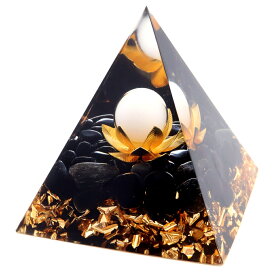 オルゴナイト ピラミッド オブシディアン さざれ入り 蓮の花 orgonite pyramid 置物 天然石 パワーストーン 浄化 送料無料 母の日 贈り物 ギフト プレゼント