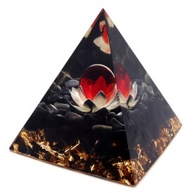 オルゴナイト ピラミッド オブシディアン さざれ 黒曜石 蓮の花 orgonite pyramid 置物 天然石 パワーストーン 浄化 送料無料 母の日 贈り物 ギフト プレゼント