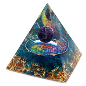 オルゴナイト ピラミッド アメジスト 丸玉入り 紫水晶 曼荼羅 orgonite pyramid 置物 天然石 パワーストーン 浄化 送料無料 母の日 贈り物 ギフト プレゼント