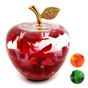 ハーバリウム リンゴ 置き物 金箔 天然石 さざれ入りパワーストーン おしゃれ ガラス クリスタル 置物 かわいい 縁起物 父の日 贈り物 ギフト 贈り物 りんご 林檎 喜ばれる 記念日 誕生日 結