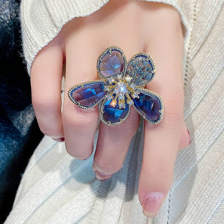 楽天市場】フラワービッグリング 韓国ファッション かわいい ゴールド