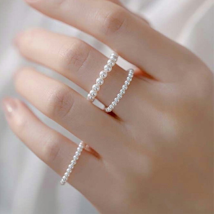 楽天市場】パールビーズリング 1mm 2mm 3mm ワンポイント おしゃれ 
