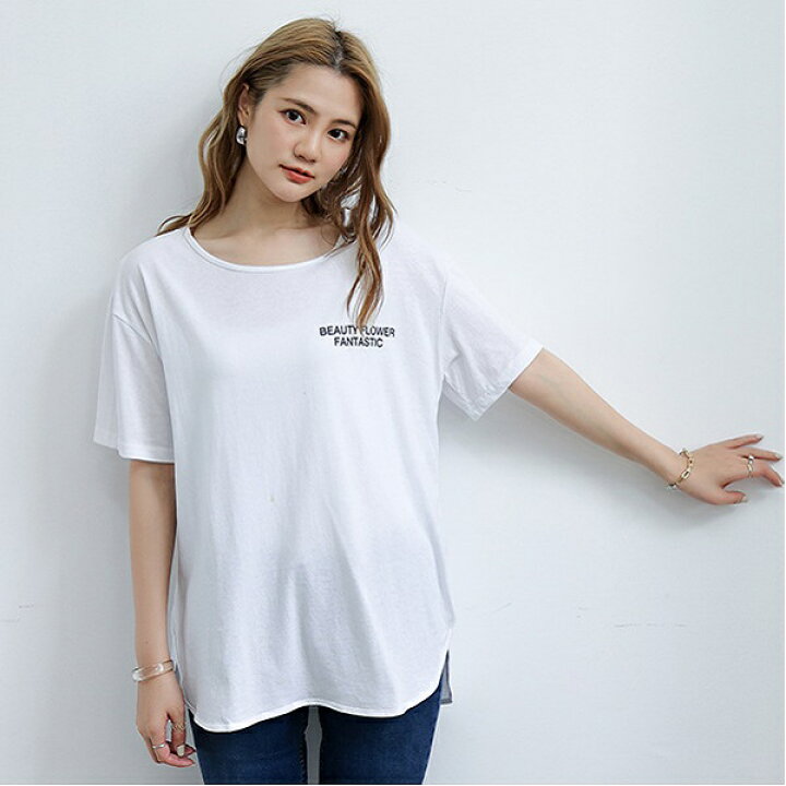 楽天市場 バックプリントロゴtシャツ 個性的 女子会 シンプル デザインtシャツ おしゃれ 着回し 春夏 レディース 送料無料 Slender スレンダ B1 ワンピースレンダー