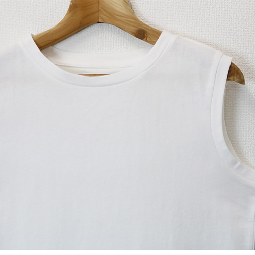 ノースリーブシャツ カットソー レディース ノースリーブ Tシャツ コットン 綿100% コットン100% 黒 白 袖なし タンクトップ トップス  無地 送料無料 SLENDER スレンダ b555 | ワンピースレンダー
