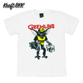 【送料無料】Kraft BKK 映画Tシャツ コットンTシャツ ホワイト メンズ グレムリン ストライプ ギズモ GREMLINS アメリカ おしゃれ スケーター ストリート系 M/L/XL 大きいサイズ 半袖