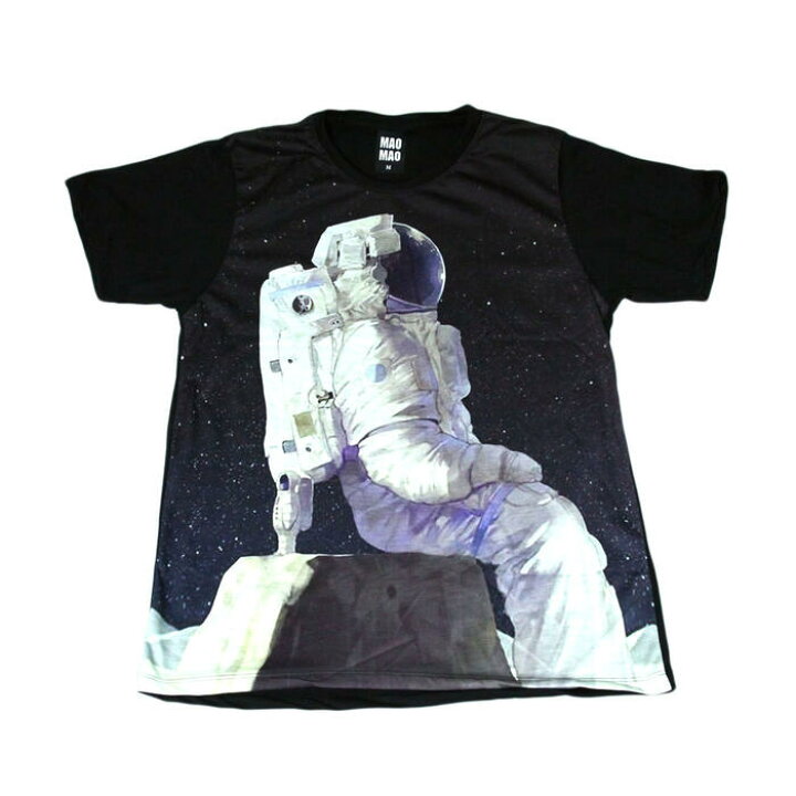 楽天市場 送料無料 Mao Mao プリントtシャツ ブラック メンズ 宇宙飛行士 スペースシャトル おもしろ 休憩 無重力 Nasa Jaxa イラスト デザイン カワイイ おしゃれ ストリート系 カッコイイ クール インナー 柄物 半袖 M L Xlサイズ メンズファッションone Sky