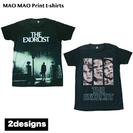 【送料無料】MAO MAO 映画Tシャツ プリントTシャツ ブラック メンズ エクソシスト THE EXORCIST ホラー映画 オカルト 悪魔 おしゃれ ストリート系 カッコイイ クール 柄物 半袖 M/L/XLサイズ