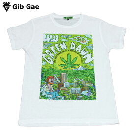 【送料無料】Gib Gae マリファナ プリントTシャツ ホワイト メンズ キャンプ 音楽 カラフル スモーク 大麻 ガンジャ グリーン フェス イベント おもしろプリント かっこいい おしゃれ スケーター ストリート系 M/L/XLサイズ 半袖