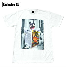 【送料無料】 フレンチブルドッグ プリントTシャツ ホワイト メンズ 半袖 アニマル 犬 わんちゃん 犬好き 散歩 おもしろデザイン ジョーク おしゃれ ストリート系 M/L/XLサイズ 春夏 夏物 メンズファッション レディース ユニセックス 男性