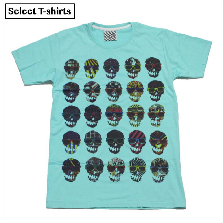 楽天市場 送料無料 ドクロ プリントtシャツ 水色 メンズ スカル ガイコツ お面 マスク カラフル サングラス ドット柄 水玉 かっこいい おもしろデザイン ジョーク おしゃれ スケーター ストリート系 男女兼用 ユニセックス M Lサイズ 半袖 メンズファッションone Sky