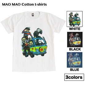 【送料無料】MAO MAO コットンTシャツ ホワイト メンズ 映画Tシャツ チャッキー ジェイソン フレディー スクリーム ホラー映画 お化け アメリカ おしゃれ ストリート系 クール 半袖 M/L/XL 大きいサイズ