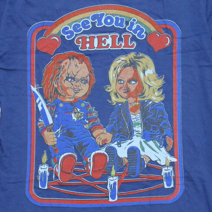 楽天市場 送料無料 チャッキー 映画tシャツ コットンtシャツ メンズ ブラック ホワイト ブルー チャイルドプレイ Child S Play ホラー映画 殺人人形 カワイイ ティファニー アメリカ おしゃれ ストリート系 クール 半袖 M L Xlサイズ メンズファッションone Sky