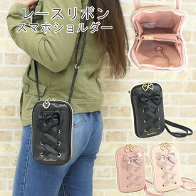 【2750→2475円】スマホポーチ レディース スマホショルダー おしゃれ 財布 軽い おしゃれ ショルダーバッグ 小さめ 革 お財布ショルダー 斜めがけ リボン ミニ アウトドア 旅行 縦型 スマートフォン ポーチ android iPhone 大人 かわいい 携帯入れ 黒