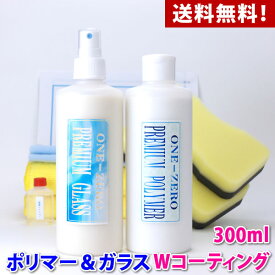 ガラスコーティング剤 車用【送料無料】好評につき、大容量300mlタイプ登場！ 脱脂シャンプー 付き 超光沢＆超撥水Wコーティング剤【ポリマー＆ガラスコーティング】★楽天カー用品大賞受賞！【施工動画あり】【全色対応】 カーワックス キズ消し 洗車 one-zero 業務用