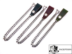 INCEPTION�i�C���Z�v�V�����j�yBURGUNDY , GREEN , NAVY�z �N�����G�N�Z�� ���U�[ �E�H���b�g�`�F�[�� ���{�� ���z �A���J�W ��CHROMEXCEL LEATHER BRASS CHAIN(SILVER PLATING)�@�{�v �n���h���C�h �V���o�[
