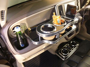 【売り切り! お買い得】N-ONE フロントテーブル Sライン ブラック BKxフルメッキ カスタム カスタムパーツ 車内収納 高級感 インテリア性 ドリンクホルダー付き 日本製 自社製作 職人仕上げ カ