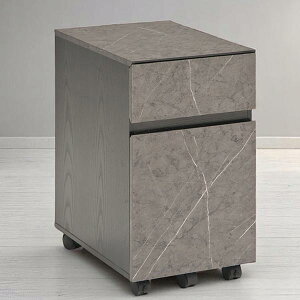 キャビネット デスクワゴン ラモーナ サイドワゴン サイドチェスト 収納棚 引出し収納 2段 2杯 石目調 木目調 ストッパー付き スライドレール キャスター移動 デスク下収納 サイドテーブル