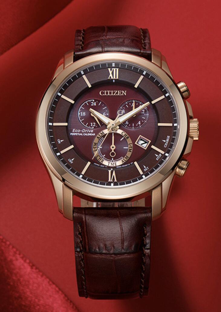 シチズン CITIZEN 腕時計 BL5548-19X エコ・ドライブ アラーム クロノグラフ デュアルタイム レザーベルト メンズ 並行輸入品　ピンクゴールド