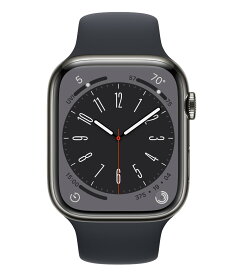 新品 Apple Watch Series 8（GPS + Cellularモデル）45mm グラファイト ステンレスケース ミッドナイトスポーツバンド
