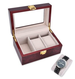 高級 木製 ウォッチボックス 3本収納 窓 時計 収納ケース 高級 腕時計ケース ウォッチボックス 上品 金具 艶あり 腕時計　時計 時計 展示 ディスプレイ コレクションプレゼント コレクション ディスプレイ