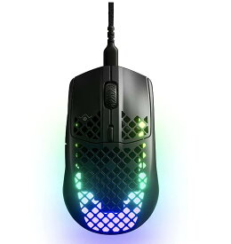 SteelSeries ゲーミングマウス 有線 超軽量 IP54規格 防水 防塵 SuperMeshケーブル 3ゾーンRGBイルミネーション Aerox 3 Black 62599