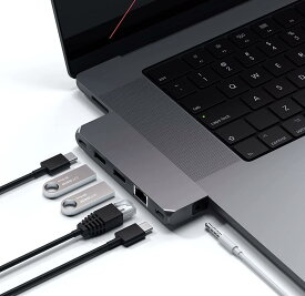 Satechi USB-C PROハブ ミニ 6-in-2 (スペースグレイ) USB4 USB-A/Cデータ イーサネット 音声ジャック (2021 MacBookPro 14/16インチなど対応)