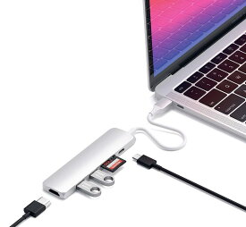 Satechi スリム V2 マルチ USB-Cハブ 6in1 (シルバー) USB-C PD(60W), 4K HDMI(60Hz), Micro/SDカードスロット, USB-A (MacBook Pro/Air2018以降/M1/M2, iPad Pro など対応)