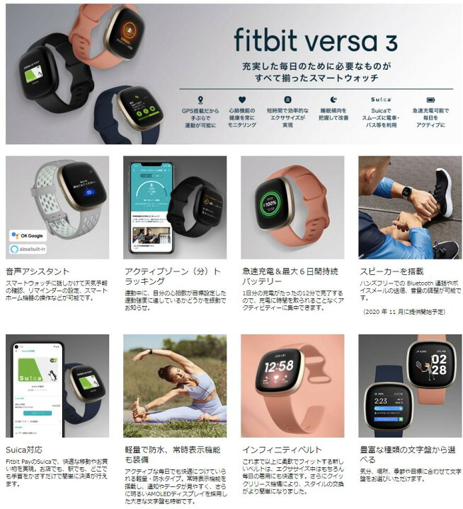 楽天市場】Fitbit Versa3 Alexa搭載/GPS搭載 スマートウォッチ Black 