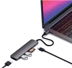 Satechi スリム V2 マルチ USB-Cハブ 6in1 (スペースグレイ) USB-C PD(60W), 4K HDMI(60Hz), Micro/SDカードスロット, USB-A (MacBook Pro/Air2018以降/M1/M2/M3,iPad Pro など対応)