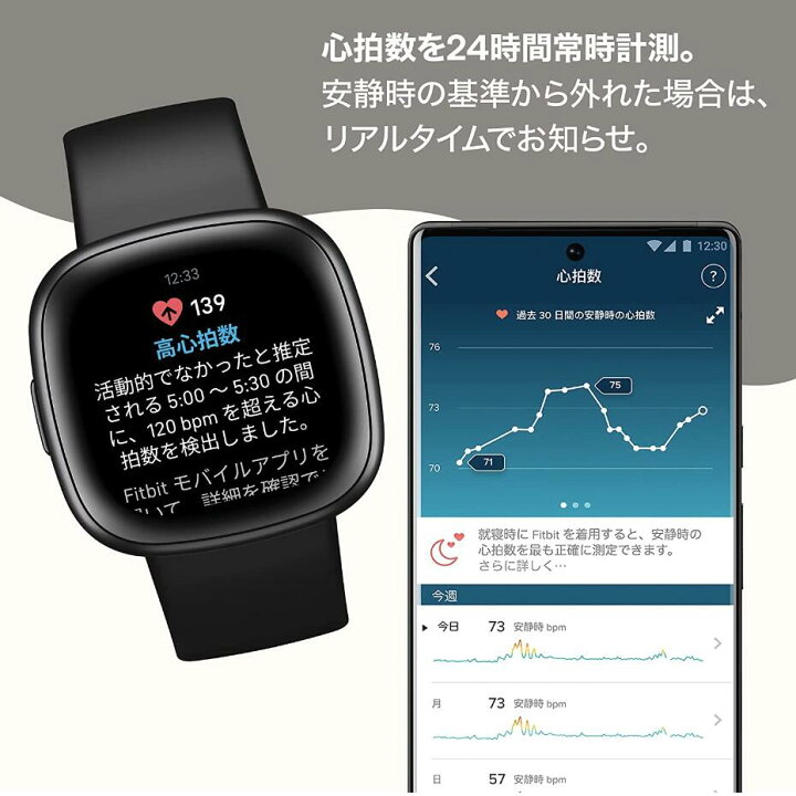 楽天市場】【Suica対応】Fitbit Versa 4 スマートウォッチ ブラック [6  