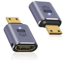 Mini HDMI to HDMI 変換アダプタ 8K 1個 HDMIミニ 2.1 HDMI変換アダプター Mini HDMI(オス) to HDMI(メス) 延長アダプタ金メッキコネクタ タイプA to タイプC