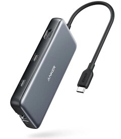 Anker PowerExpand 8-in-1 USB-C PD 10Gbps データ ハブ 100W USB Power Delivery 対応 USB-Cポート 4K (60Hz) 出力対応 HDMIポート 10Gbps 高速データ転送 USB-Cポート USB-Aポート 1Gbps イーサネット microSD&SDカード スロット搭載 MacBook Pro iPad Pro対応