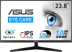 ASUS���j�^�[ / VY249HGR Eye Care ���j�^�[ / 23.8�C���` FHD�i1920 x 1080�j/ IPS / 120Hz(OC) / SmoothMotion / 1ms�iMPRT�j/ Adaptive Sync/�u���[���C�g�y���@�\/�t���b�J�[�t���[/�R�ۉ��H/�������K�i