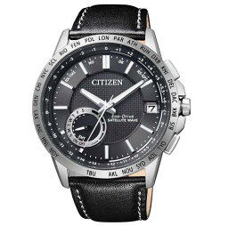 [CITIZEN] 腕時計 特定店取扱モデル エコ・ドライブGPS衛星電波時計 F150 海外モデル CC3000-03E メンズ ブラック レザーベルト　文字盤ブラック