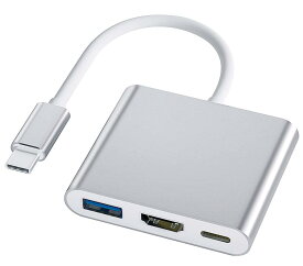【3ヶ月店舗保証付き】USB Type c HDMI アダプター USB-C HDMI変換アダプター 3-in-1 変換アダプター USB 3.0高速ポート+4K 解像度 hdmiポート+USBタイプC急速充電ポート MacBook Pro/MacBook Air/Surface Go/Matebook/USB C デバイス対応