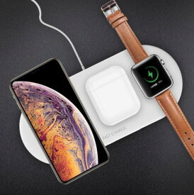 3in-1 ワイヤレス充電スタンド iWatch対応　置くだけ充電　iPhone/Apple Watch/Airpods充電器 iPhone X/XS/XR/XS Max/ 8/8 Plus Qi 7.5W急速充電対応 Galaxy S9/S9 Plus/Note8/S8/S8 Plus/S7/S7 Edge/S6 Edge Plus 10W対応 その他Qi対応機種も適用　在宅勤務