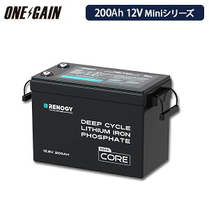 RENOGY 200AH 12V �����_�S���`�E���C�I���o�b�e���[ Core �V���[�YMini �����_�S���`�E���C�I���o�b�e���[ ���m�W�[ RBT12200LFP-M-JP�T�u�o�b�e���[ �Ԓ��� �L�����s���O�J�[ ����E�����s��