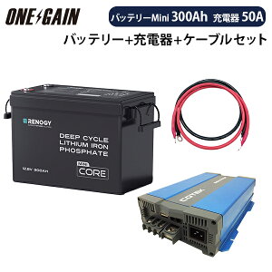 RENOGY _S`ECIobe[ 300AH 12V COREV[Y Mini { \}[dCX1250yJX^}CYݒρz{P[u Zbg Es mW[ RBT12300LFP-M+CX1250Tuobe