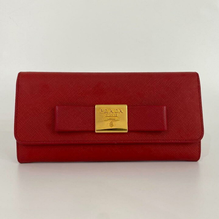 楽天市場】プラダ PRADA 長財布 リボン サフィアーノ ROSSO レッド 赤 