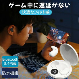 【2026年モデル】低遅延ゲームモード イヤホン ワイヤレス Bluetooth5.4 ノイズキャンセリング マイク付 スマホ Android Type-C カナル式 耳掛け LEDディスプレイ 電池残量 高音質 自動ペアリング 左