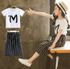 アパレル 子供服 女の子 洋服ベビー kids girls 新品夏服快適カジュアルスーツ　かわいいデザイン半袖Tシャツとパンツ上下セット