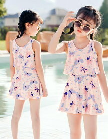 【あす楽も対応できます】2点セット　キッズ 水着 女の子 セパレート 水着 子供 ジュニア 女の子 みずぎ 女児用 スクール水着 UV対策 日焼け防止　スイムウェア 子供水着 女の子水着