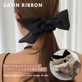 リボンシュシュ サテン ゴム ヘアクリップ ヘアアクセサリー プリーツ素材 リボン バレッタ 髪留め クリップ リボン ヘアアレンジ 韓国ヘア ヘアアクセサリー 全品送料無料 《即日発送》Z015 Z048